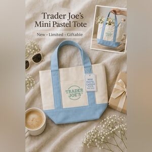 Trader Joe’s Mini Pastel Blue Canvas Tote – Limited Edition (NWT)